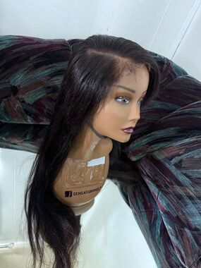 Natural Black Straight Lace Front human Wig - Long